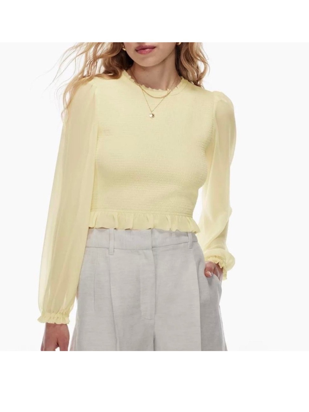 Wilfred Tempest smocked crop top